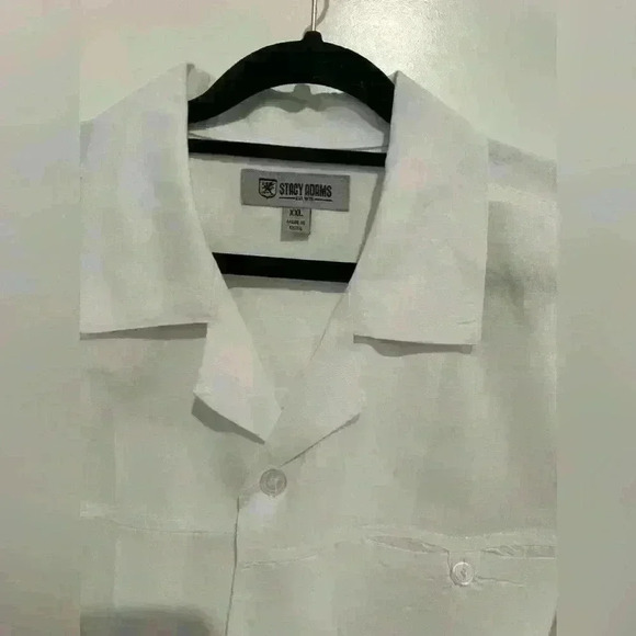 NWOT Stacey Adam white cuff link shirt preppy linen - Picture 4 of 4